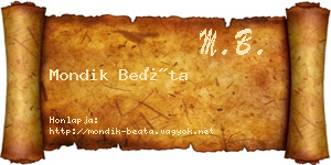 Mondik Beáta névjegykártya